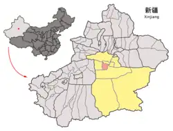 バインゴリン自治州の中のコルラ市の位置