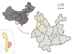 雲南省中の蘭坪県の位置