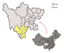 四川省中の涼山州の位置