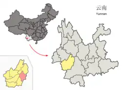 雲南省中の臨翔区の位置