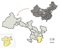 甘粛省中の隴南市の位置