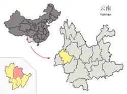 雲南省中の隆陽区の位置