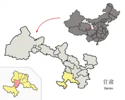甘粛省中の碌曲県の位置