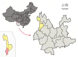 雲南省中の瀘水市の位置