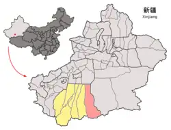 新疆ウイグル自治区中のニヤ県の位置