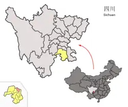 宜賓市中の南渓区の位置