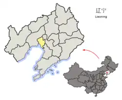 遼寧省中の盤錦市の位置