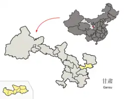 甘粛省中の平涼市の位置