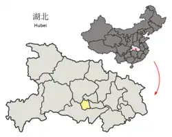 湖北省中の潜江市の位置