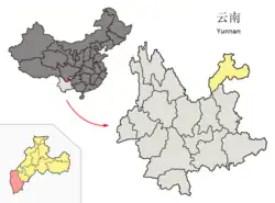 雲南省中の巧家県の位置