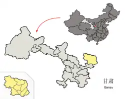 甘粛省中の慶陽市の位置