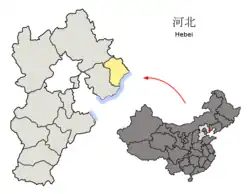 河北省中の秦皇島市の位置