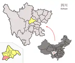 成都市中の邛崍市の位置