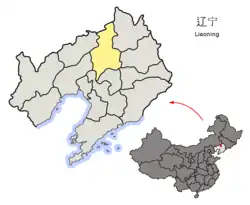 遼寧省中の瀋陽市の位置