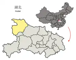 湖北省中の十堰市の位置