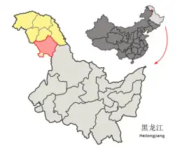 大興安嶺地区中の松嶺区の位置
