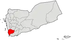 イエメン内のタイズ県の位置の位置図