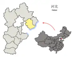 河北省中の唐山市の位置