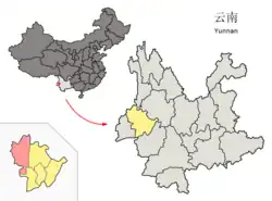 雲南省中の騰衝市の位置