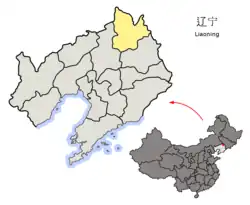遼寧省中の鉄嶺市の位置