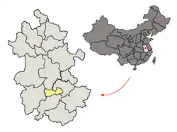 安徽省中の銅陵市の位置
