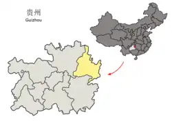 貴州省中の銅仁市の位置
