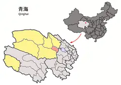 青海省中の烏蘭県の位置