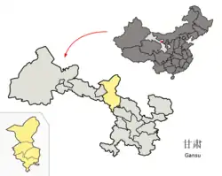 甘粛省中の武威市の位置