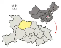 湖北省中の襄陽市の位置