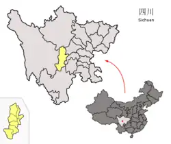 四川省中の雅安市の位置