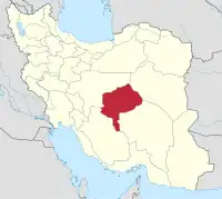 イランにおけるヤズド(塗りつぶし部)。