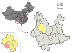 雲南省中の永平県の位置