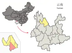 雲南省中の永勝県の位置