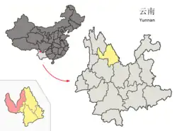 雲南省中の玉竜県の位置