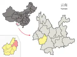 雲南省中の雲県の位置