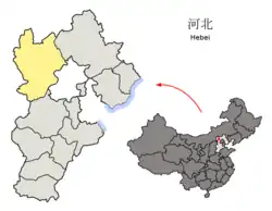 河北省中の張家口市の位置