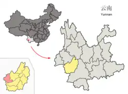 雲南省中の鎮康県の位置