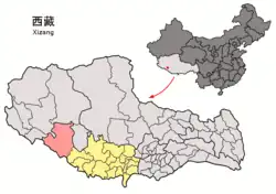 チベット自治区の中のドンパ県の位置