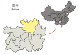 貴州省中の遵義市の位置