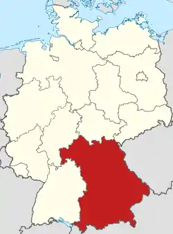 ドイツ国内におけるバーデン＝ヴュルテンベルク州の位置