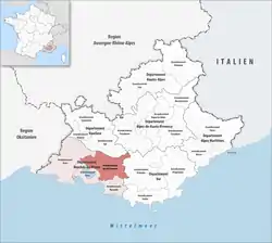 Location of Aix-en-Provence in Provence-Alpes-Côte d'Azur