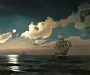 月明かりの下の静かな外洋の帆船 (1875)