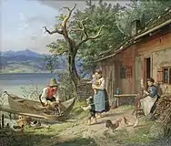 漁の獲物を移す男 (1830)
