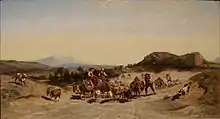 旅人と山の風景