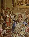 Louis XIV visits the Gobelins with Colbert, 15 October 1667. Tapestry from the series, "Histoire du roi" designed by Charles Le Brun and woven between 1667 and 1672.