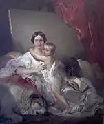 妻と息子の肖像画(1848)ベルギー王立美術館 蔵