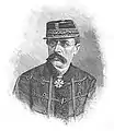 Mle1875ペリースを着用した中将。中の軍衣ともども襟を低くしており、また合わせの部分が毛織物となっている。ルイ・フェイデルブ（フランス語版）