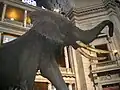 巨大な象の剥製。南入り口一階に展示されていたもの。象牙はレプリカ。