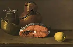 鮭やレモンのある静物画(1772)(画)ルイス・メレンデス