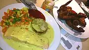 IKEAレストランの料理の例。サーモンつまり鮭(マレーシアの店舗)